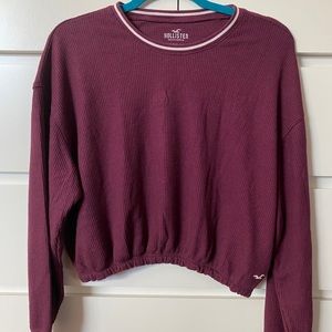 Cropped Burgundy Boyfriend Long Sleeve
